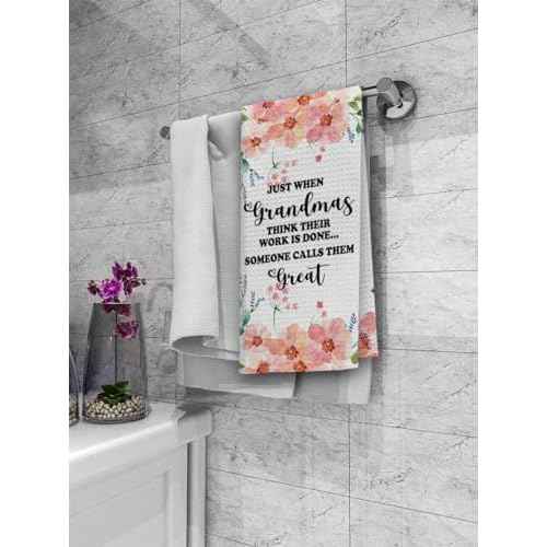 Dibor Great Grandma Gifts Kitchen Dishcloths, Pregnancy Announcement Hand Towels, Tea Towels for Bathroom Kitchen, 16x24 Inches