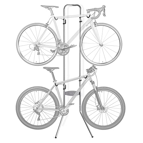 Adjustable Vertical Bike Storage Rack for Road MTB Hybrid Bicycles - Silver Variation