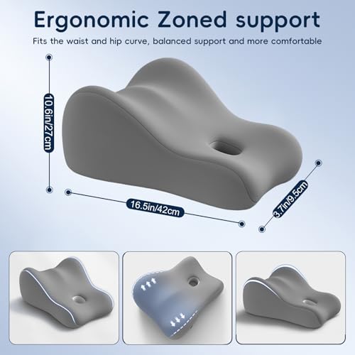 Natural Latex Wedge Pillow Support Cushion for Back Waist Legs - Grey & Black Variations