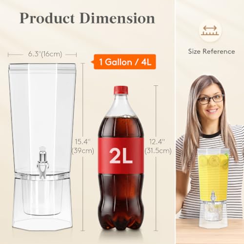 Lifewit 1 Gallon Drink Dispenser Set - Leak-Proof Spigot, 2 Pack, Small