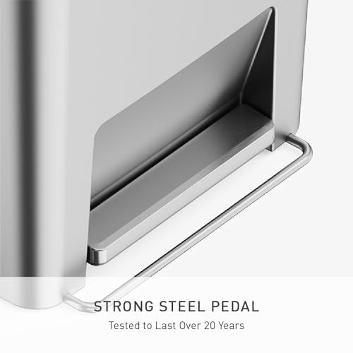 Simplehuman Alloy Hybrid Step Trash Can 45L / 12 Gal with Lid Shox® - Studio Edition