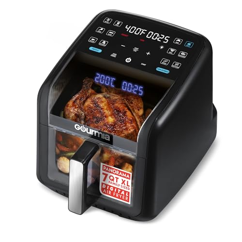 Gourmia 7 Qt Air Fryer with Panorama Window & Touchscreen - Black