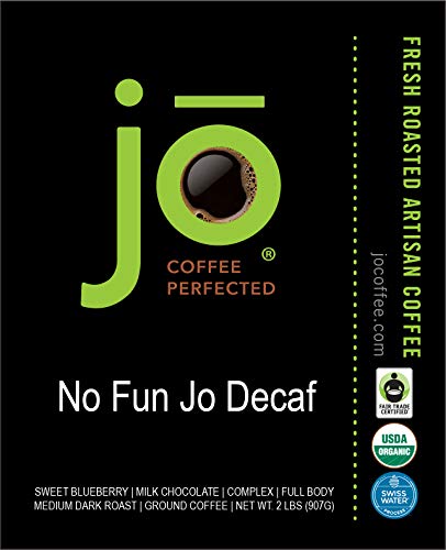 Organic Decaf Coffee Ground - Medium-Dark Roast 2 lb with Variation No Fun Jo Decaf / 32 Ounce Pack