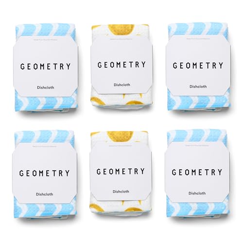 GEOMETRY Kitchen Dish Cloths - Spring & Summer Collection - Premium Dishcloths with Geoweave - Absorbent & Fast Drying Kitchen Towels - Blue Garden Wings, 10" x 10" - 3-Pack