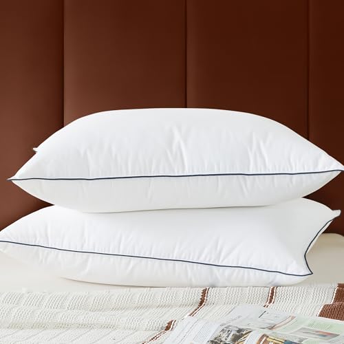 Queen Pack of 2 Goose Feather Down Pillows - Ultra Comfort Sleep Bedding