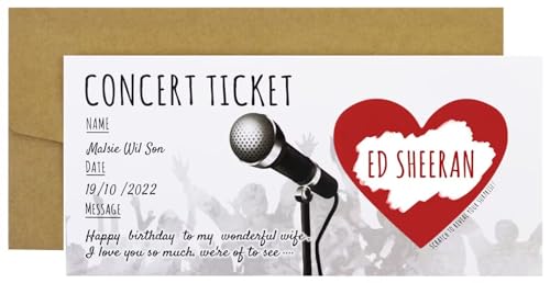 CJ&M Personalized Concert Surprise Scratch Card 7.72 x 3.54 inches - Music Ticket Gift