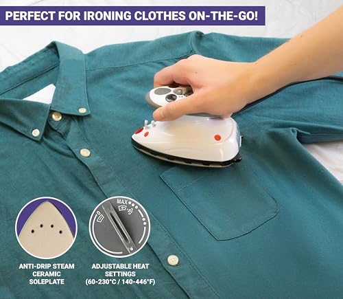 The Quilted Bear Mini Steam Iron Set - Black Travel & Quilting Iron with Case