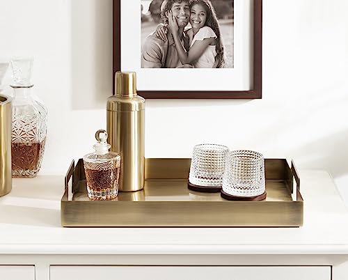 Kate and Laurel Gold Myo Transitional Metal Rectangle Serving Tray 17x13