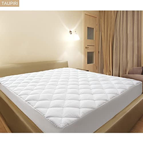 Taupiri King Quilted Mattress Pad Cover with Deep Pocket - White, 8-21 Inch