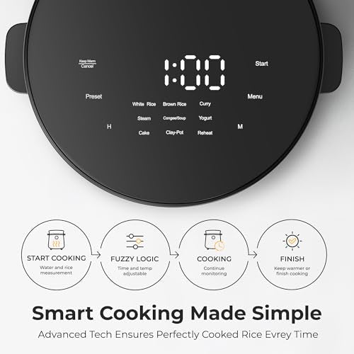 Black TOKIT Mini Rice Cooker 3-Cup Capacity with 9 Presets, Portable Kitchen Appliance