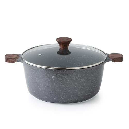 SENSARTE 7 Quart Nonstick Stock Pot with Lid, Gray - Induction Compatible