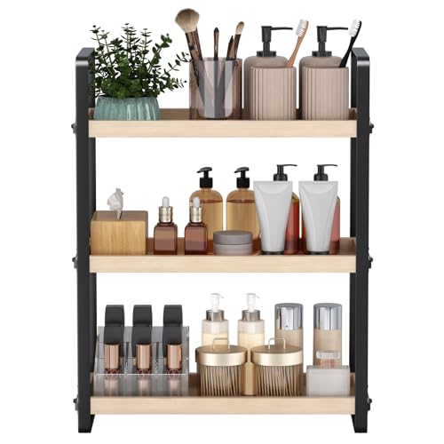 HNRLOY Bathroom Counter Organizer - 3 Tier Burlywood Makeup Shelf