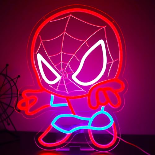 TOPQUALI T-Spider Neon Sign for Wall Decor, Dimmable Anime LED Light, Kids & Game Room Decoration, 12.2x15.7 Inch