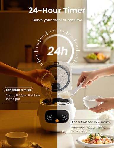 COMFEE' Mini Rice Cooker 2-Cup Capacity with 6 Cooking Functions, Fast & Easy