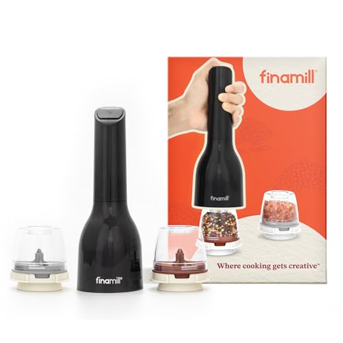 FinaMill Classic Midnight Black Battery Spice Grinder & Salt Pepper Gift Set