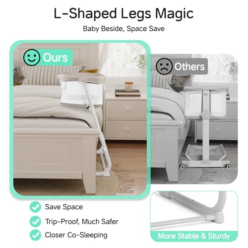 Baby Bassinet Bedside Sleeper with 5-Position Height Adjustment - All-Mesh Wall, Space-Saving Crib - Beige (Variation of THIS listing)