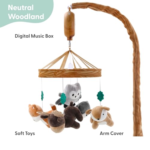 Woodgrain Baby Crib Mobile with 12 Lullabies & Woodland Animals - Tundra Theme