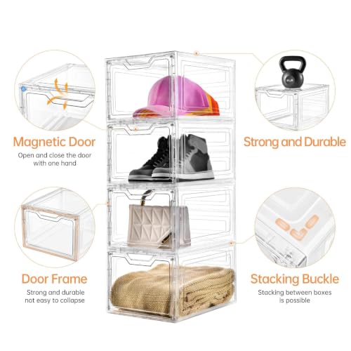 Freebat 10 Pack Clear Storage Bins with Lids, 19 Qt Closet Organizers