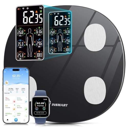 INSMART Body Fat Scale with Heart Rate & Large LCD Display - Black