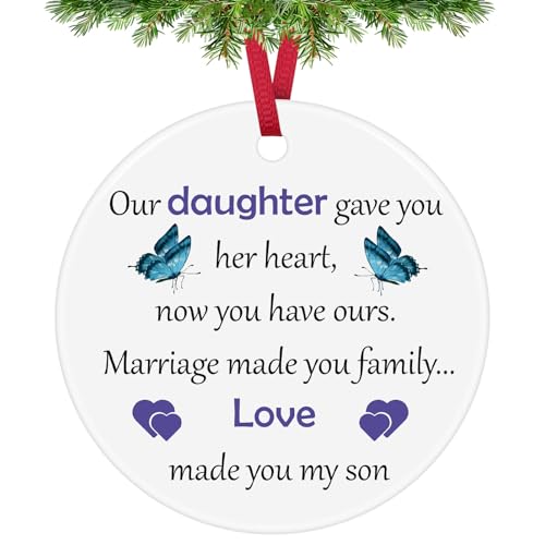 Son in Law Christmas Ornaments Son in Law Gifts Wedding Gifts for Groom from Mother in Law Future Son Gift Groom to Be Gift Ceramic Keepsake for New Son in Law Christmas Birthday Engagement Gift