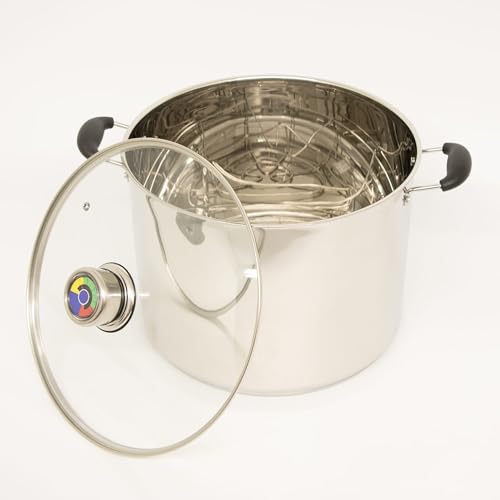 Lehman's 21.5-Quart Stainless Steel Water Bath Canner with Pressure Gauge - Silver