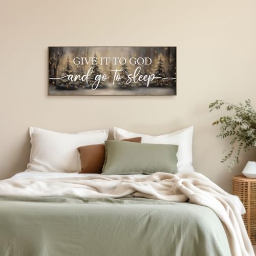 TLESKE Christmas Give It to God and Go to Sleep Sign - 15x40 Large Wall Art (sleep-C)