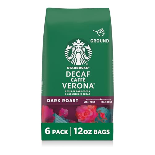 Decaf Caffè Verona Ground Coffee - Dark Roast, 6 Pack of 12 oz Bags