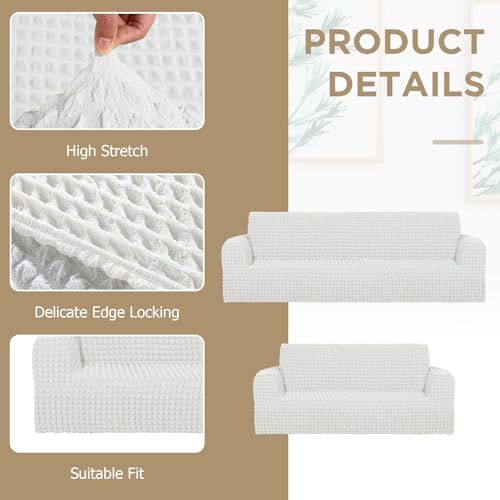 Fanfanwin 2 Pcs Chair Sofa Slipcover Set - White