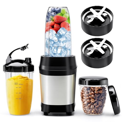 Nahida Silver Square Base 1200W Personal Blender for Smoothies & Ice Crushing