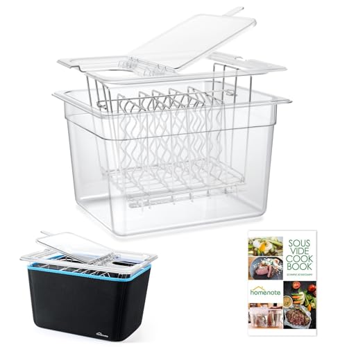 HOMENOTE 12 Qt Collapsible Lid Sous Vide Container Kit with Rack & Sleeve - Food-Grade BPA-Free