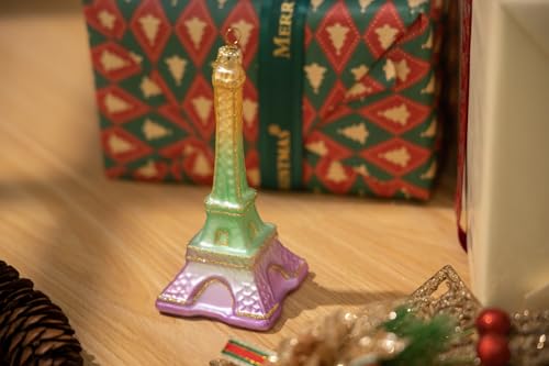 2pcs Glass Eiffel Tower Christmas Ornaments for Holiday Tree Decor