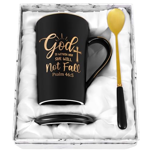 God Is Within Her Christian Coffee Mug 14oz Inspirational Gift for Women