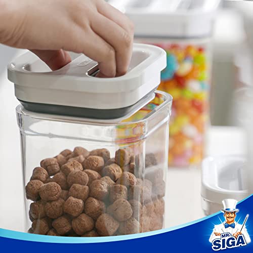 MR.SIGA 4 Pack Airtight Food Storage Containers 4.2 x 4.2 x 6.3 Inch Pantry Organizer