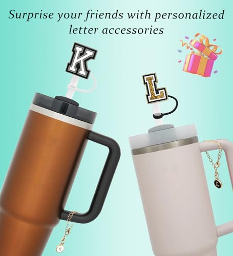 Nuozme 3PCS Personalized Letter Silicone Straw Covers G/Simple for Stanley 30&40 Oz Tumblers