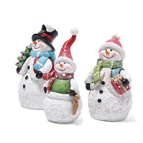 Hodao White 3PCS Christmas Snowman Family Decoration Figurines