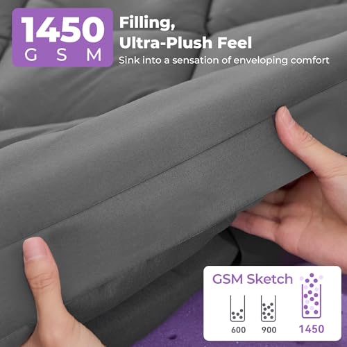 SINWEEK King Size Dual Layer Memory Foam Mattress Topper Gray 5 Inch Gel & Plush Pillow Top
