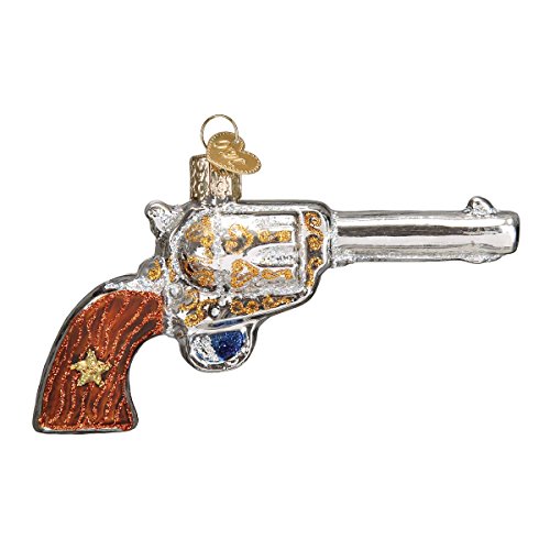 Old World Christmas Western Revolver Glass Blown Ornament - Handcrafted Western Collection