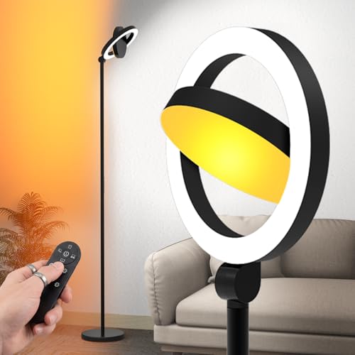 Omorepa Black LED Floor Lamp 36W 2500lm Dimmable Standing Lamp with Remote