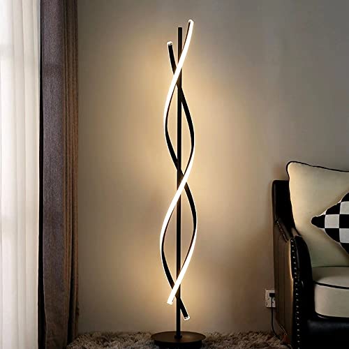 Modern Spiral Floor Lamp with Remote Control, Dimmable Living Room Lighting