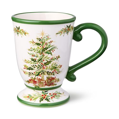 Cerified International Holiday 16oz Christmas Tree Mug Set - Dishwasher Safe Drinkware for Coffee Tea Cocoa