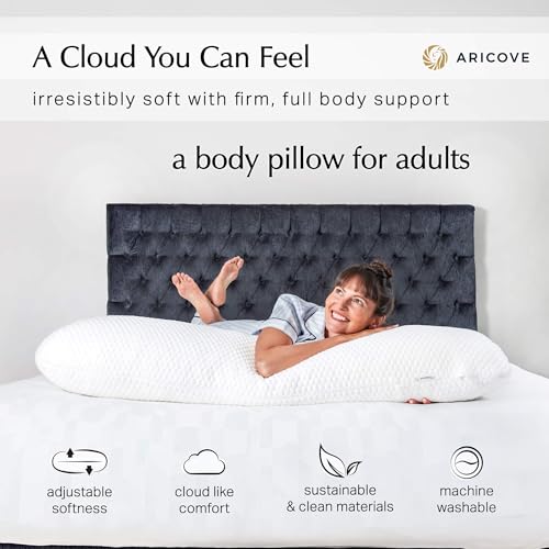 Body Pillow for Adults 20x54 Inch Supportive Memory Foam & Microfiber Cover - Long Side Sleeper Pillow