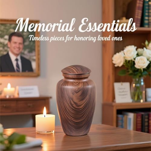 Large Wooden Aluminum Cremation Urn for Ashes - Adult Male Female - Variation: Wooden Aluminum