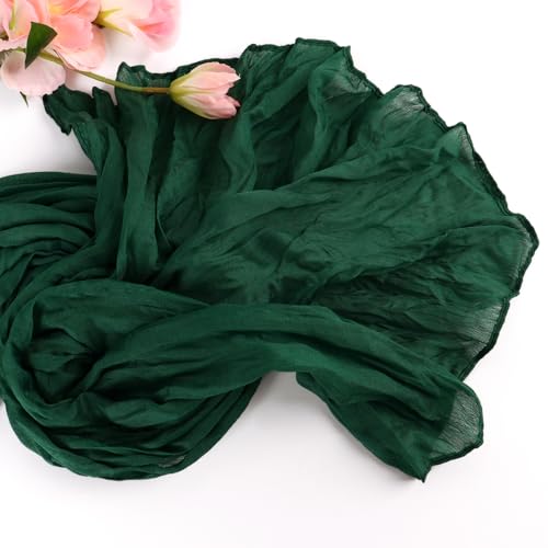 Dark Green Cheesecloth Table Runner - 10ft Christmas & Halloween Decor, Elegant Linen
