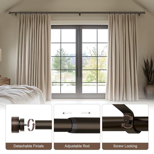 Antique Brown 2 Pack Adjustable Heavy Duty Curtain Rods - 16-60 Inches