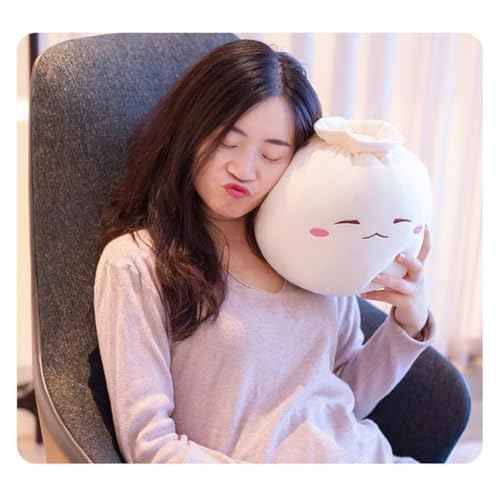 Dumpling Plush Pillow, Dumpling Stuffed Animal, Stuffed Bun Plush, Funny Food Toy Gifts for Kids Adults(6.3 * 12.2 in,Frown)