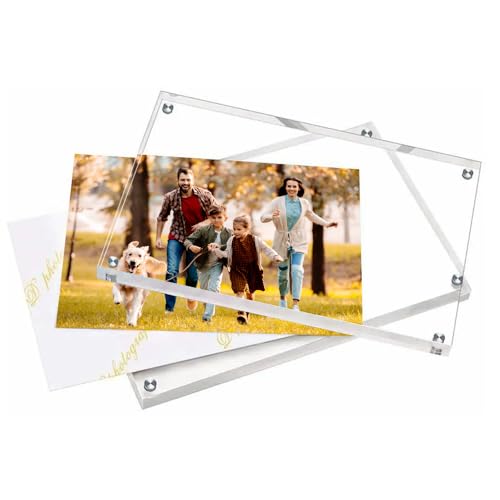 Airsnigi 8-Pack 5x7 Acrylic Magnetic Picture Frames - Clear Frameless Double-Sided Stands