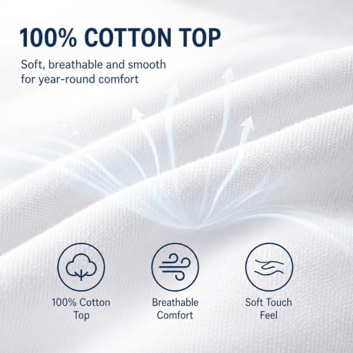 CozyLux White Queen Mattress Pad with Cotton Top & 450 GSM Down Alternative