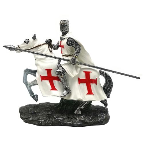 ICE ARMOR 6-Inch White Crusader Cavalry Figurine Gift Set - Home Decor, Holiday Ornament