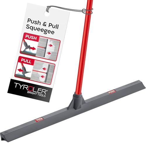 Heavy Duty 24-Inch Floor Squeegee - Push & Pull Silicone Floor Cleaner with Adjustable Handle - Ideal for Concrete and Tile Floors - Pack of 1