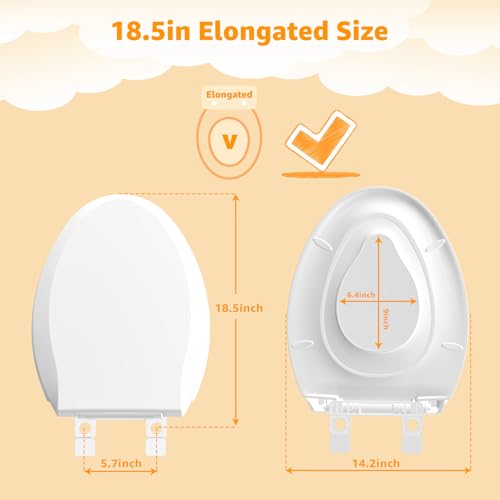 White Elongated Potty Training Toilet Seat with Baby Seat 2-in-1 - Soft Close & Magnetic Absorption